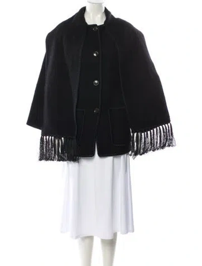 Pre-owned Totême Embroidery Scarf Jacket Wool Coat In Black