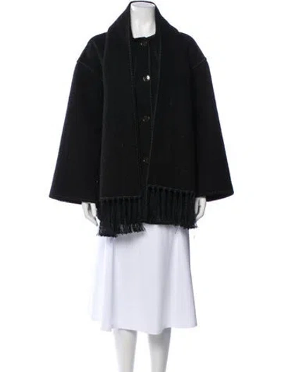 Pre-owned Totême Embroidery Scarf Wool Jacket In Black
