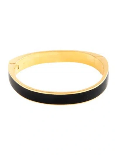 Pre-owned Totême Enamel Signature Bangle Bracelet, 6.75" In Black