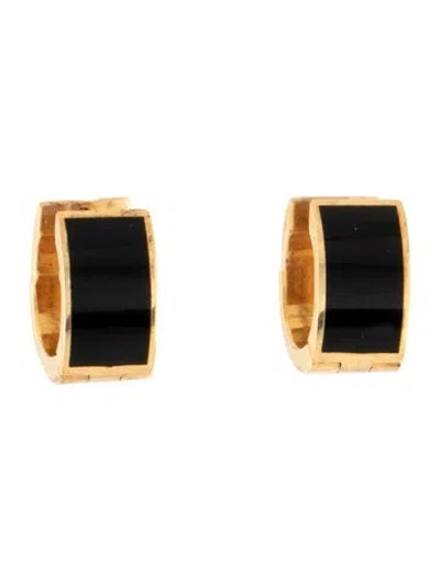 Pre-owned Totême Enamel Signature Hoop Earrings In Black