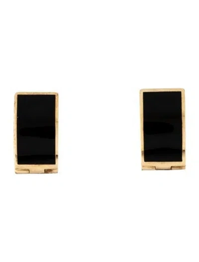 Pre-owned Totême Enamel Signature Hoop Earrings In Black