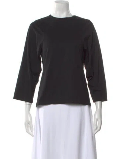 Pre-owned Totême Espera Long Sleeve V-neck Blouse In Black