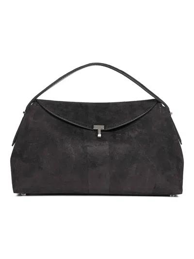 Totême Espresso T-lock Suede Top Handle Bag In Brown