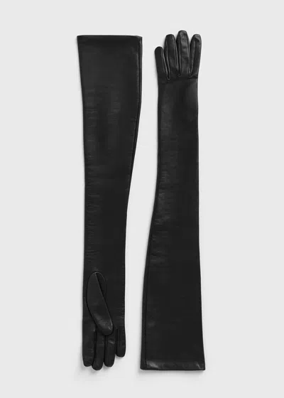 Totême Extra-long Leather Gloves Black