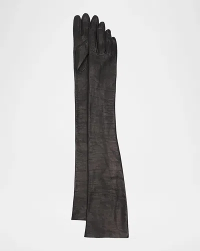 Totême Extra-long Leather Gloves In Black