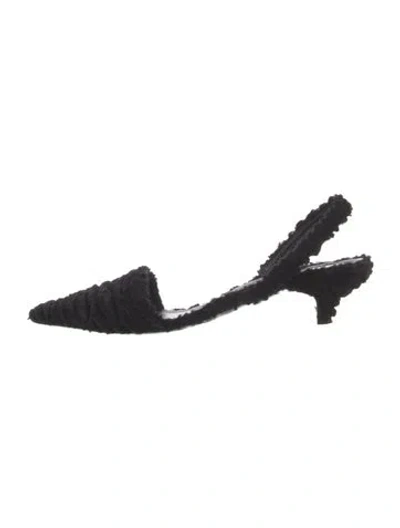Pre-owned Totême Faux Fur Slingback Flats In Black