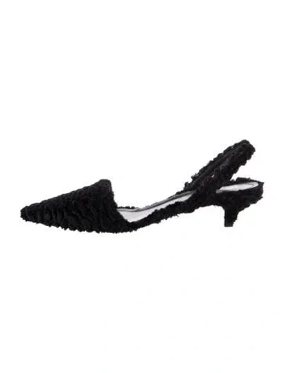 Pre-owned Totême Faux Fur Slingback Pumps In Black