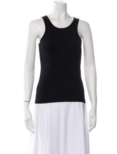 Pre-owned Totême Fine Curved Rib Tank Scoop Neck Top In Black