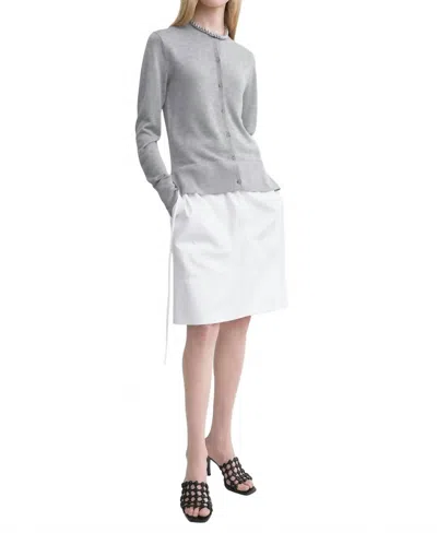 Totême Fine Knit Cardigan In Grey Melange In Gray