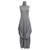 Totême Fine Knit Draped Midi Dress In Grey Wool In Gray