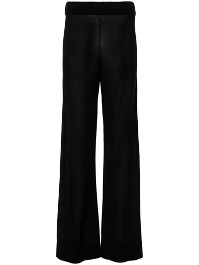 Totême Fine-knit Straight Trousers In Black