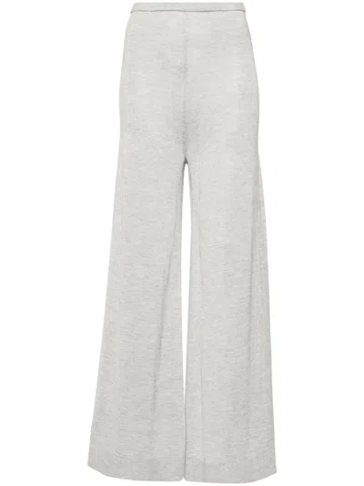 Totême Fine-knit Palazzo Pants In Grey