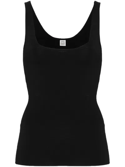 Totême Rib Knit Cotton Tank Top In Black