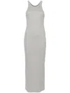 Totême Ribbed Organic Cotton-blend Jersey Maxi Dress In Grey