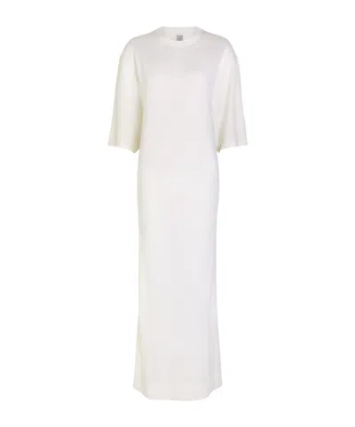 Totême Fine-knit Wool Maxi Tee Dress In White