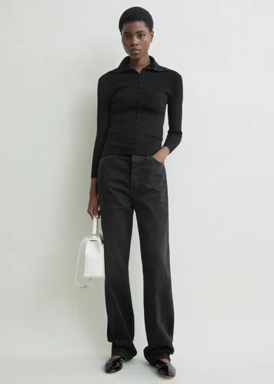 Totême Fitted Polo Cardigan Black