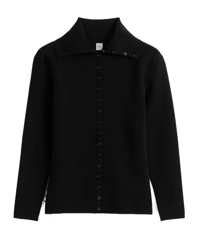 Totême Fitted Polo Cardigan Black