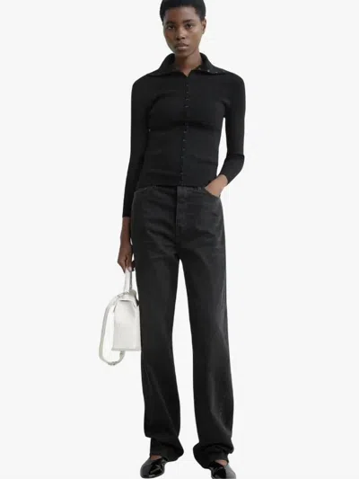 Totême Fitted Polo Cardigan In Black