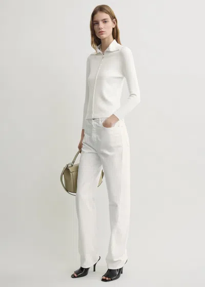 Totême Fitted Polo Cardigan Off-white In Multi