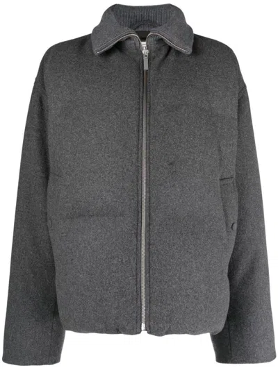 Totême Toteme Flannel Puffer Jacket In Gray