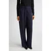 Totême Toteme Pleated Straight Leg Trousers In Blue