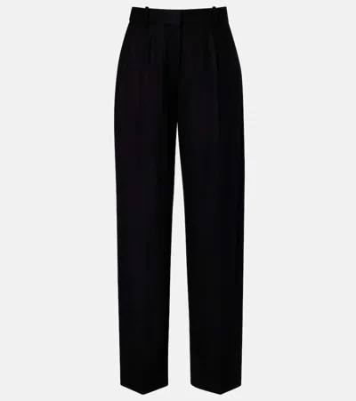 Totême Flannel Wide-leg Pants In Black