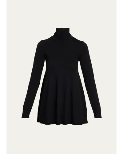 Totême Flared Wool-blend Turtleneck Sweater In Black