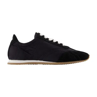 Totême Flex Suede-trimmed Sneakers In Black