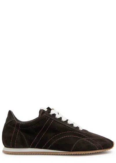 Totême Leather Sneakers Contrast Stitching Low Top Rubber In Black