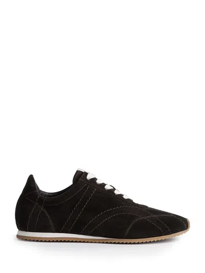 Totême Leather Sneakers Contrast Stitching Low Top Rubber In Black