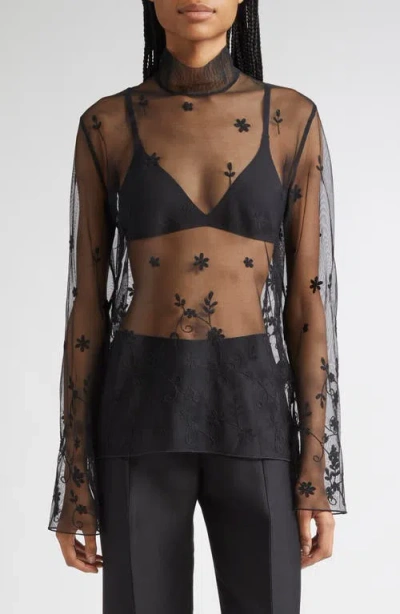Totême Toteme Floral Embroidered Tulle Top