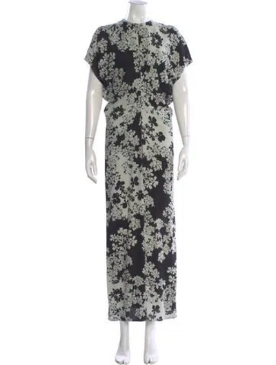 Pre-owned Totême Floral Print Long Dress In Black