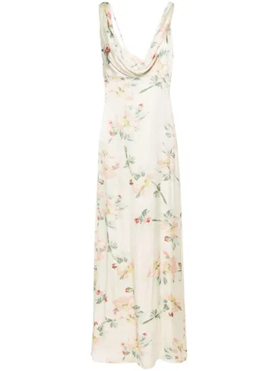 Totême Maxikleid Mit Blumen-print In Nude