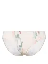 Totême Floral-print Smocked Bikini Bottoms In Neutrals