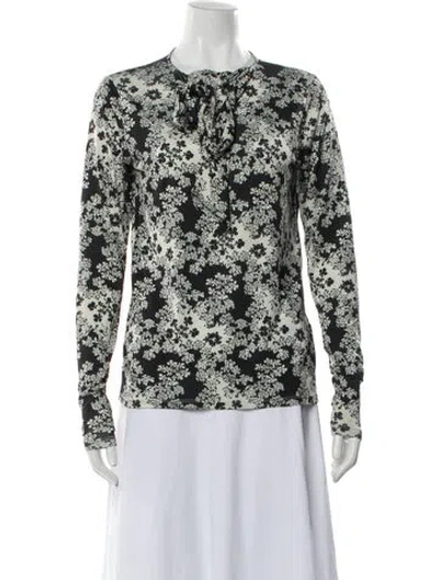 Pre-owned Totême Floral Print Tie Neck Top In Black