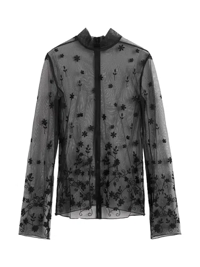 Totême Toteme Floral Tulle Blouse Black