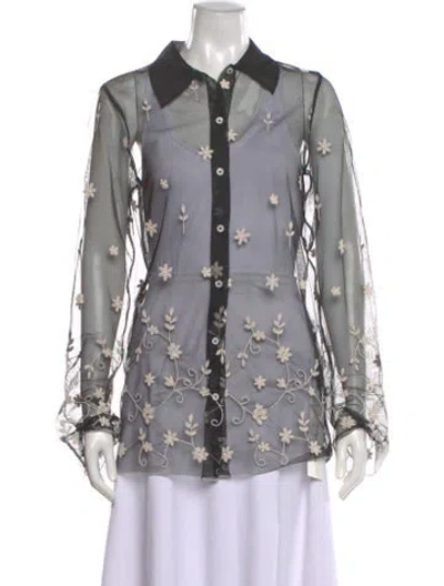 Pre-owned Totême Floral Tulle Shirt Floral Print Blouse In Gray