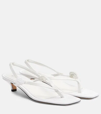 Totême Floral-appliqué Satin Slingback Sandals In White