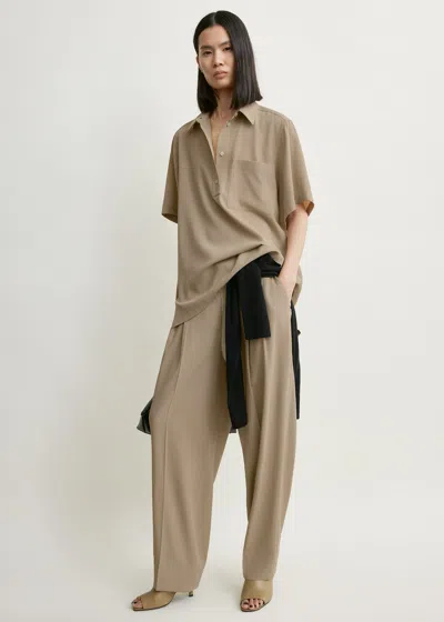 Totême Fluid Polo Shirt Overcast Beige In Neutral