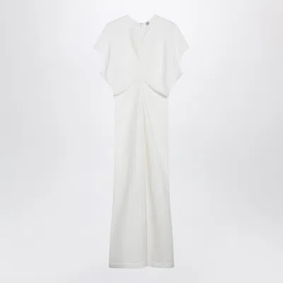 Totême Toteme Fluid Satin Midi Dress With Soft Draping In White