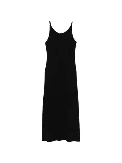 Totême Fluid Slip Midi Dress In Black