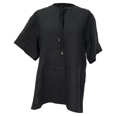 Totême Fluid Tie Oversized Shirt In Black Lyocell