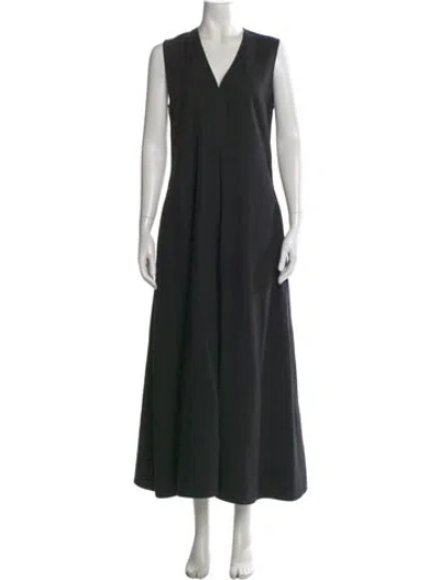Pre-owned Totême Fluid V-neck Dress Long Dress In Black