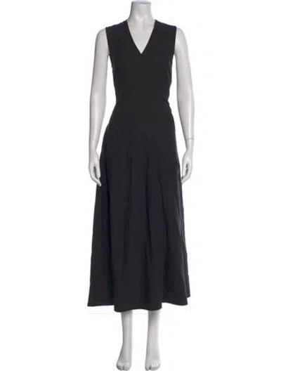 Pre-owned Totême Fluid V-neck Dress Long Dress In Black