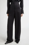 Totême Toteme Fluid Wide Leg Wool Blend Trousers In Black