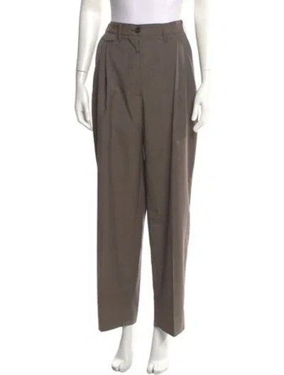 Pre-owned Totême Fluid Wool Button Trousers Straight Leg Pants In Brown