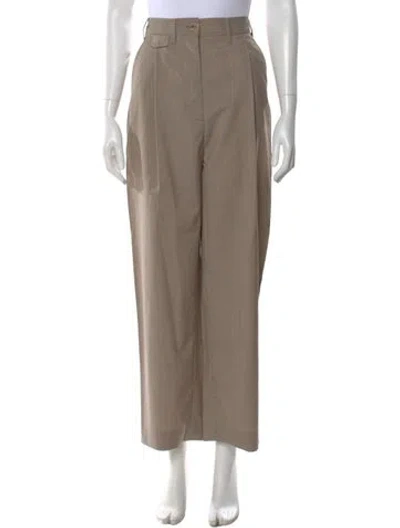 Pre-owned Totême Fluid Wool Button Trousers Wide Leg Pants W/ Tags In Neutral