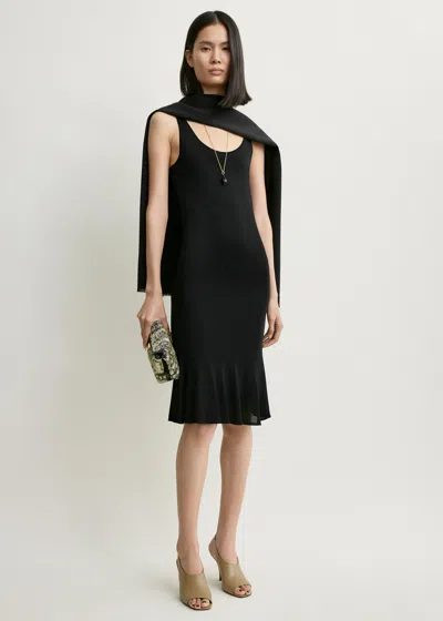 Totême Fluted-hem Midi Dress In Black