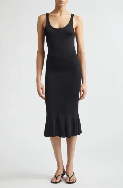 Totême Fluted Hem Sleeveless Midi Dress In Black