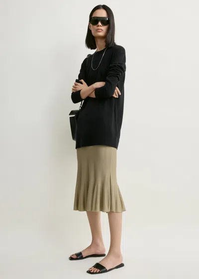 Totême Fluted Knit Skirt Desert In Black
